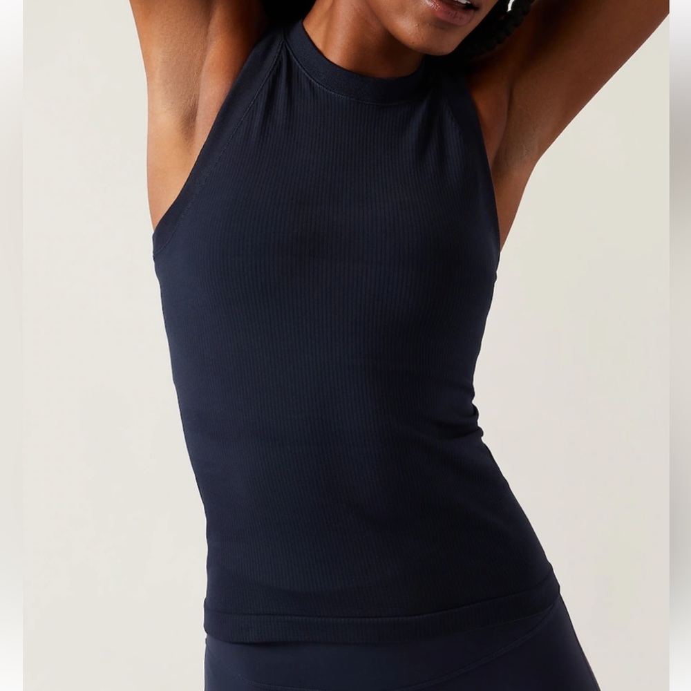 Navy athleta renew razorback tank top